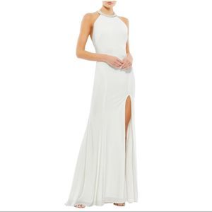 Mac Duggal Beaded Halter Neck Gown